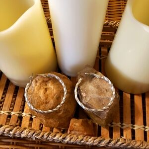 Medium Sterling silver thick twisted hoops earrings